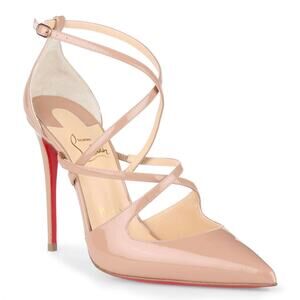 Christian Louboutin Crossfliketa 100 Beige Patent Leather Pumps